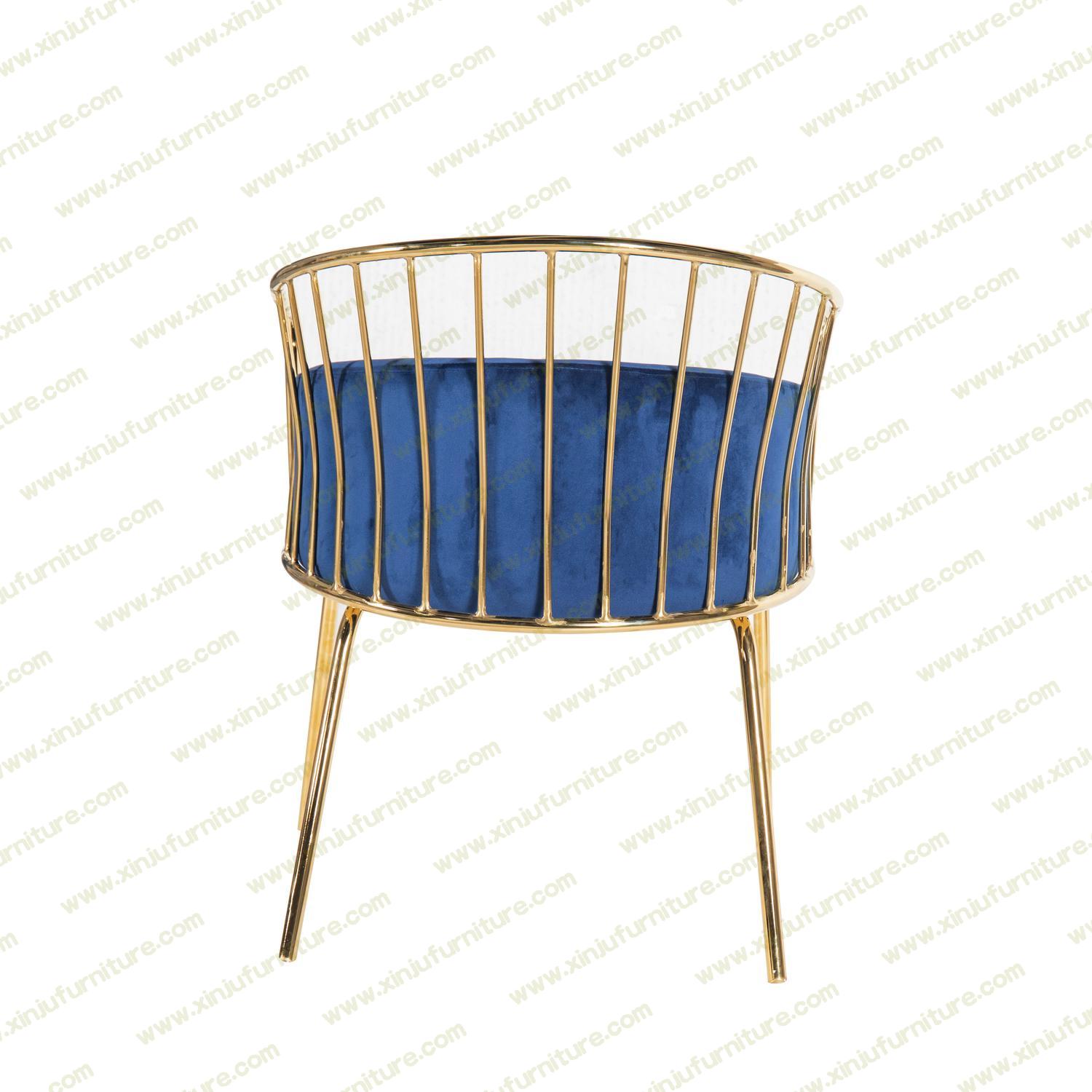 Sapphire blue gold spray frame dining chair